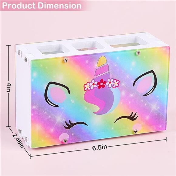 Kids Toothbrush Holder Bathroom Organizer 3 Slot Toothpaste Storage Unicorn Merm - Picture 3 of 7